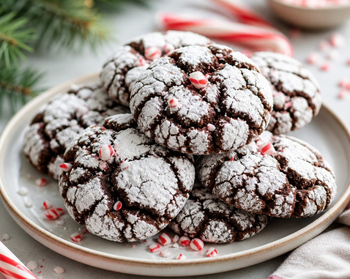 Chocolate Peppermint Crinkle Cookies