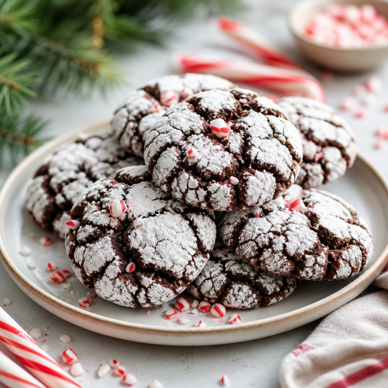 Chocolate Peppermint Crinkle Cookies (Easy Holiday Recipe)