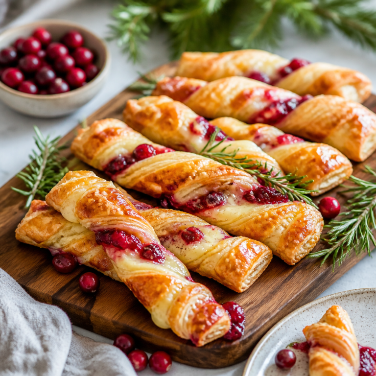 Cranberry Brie Puff Pastry Twists (Easy Holiday Appetizer)