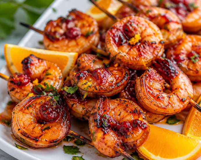 Cranberry Orange Shrimp Skewers Recipe