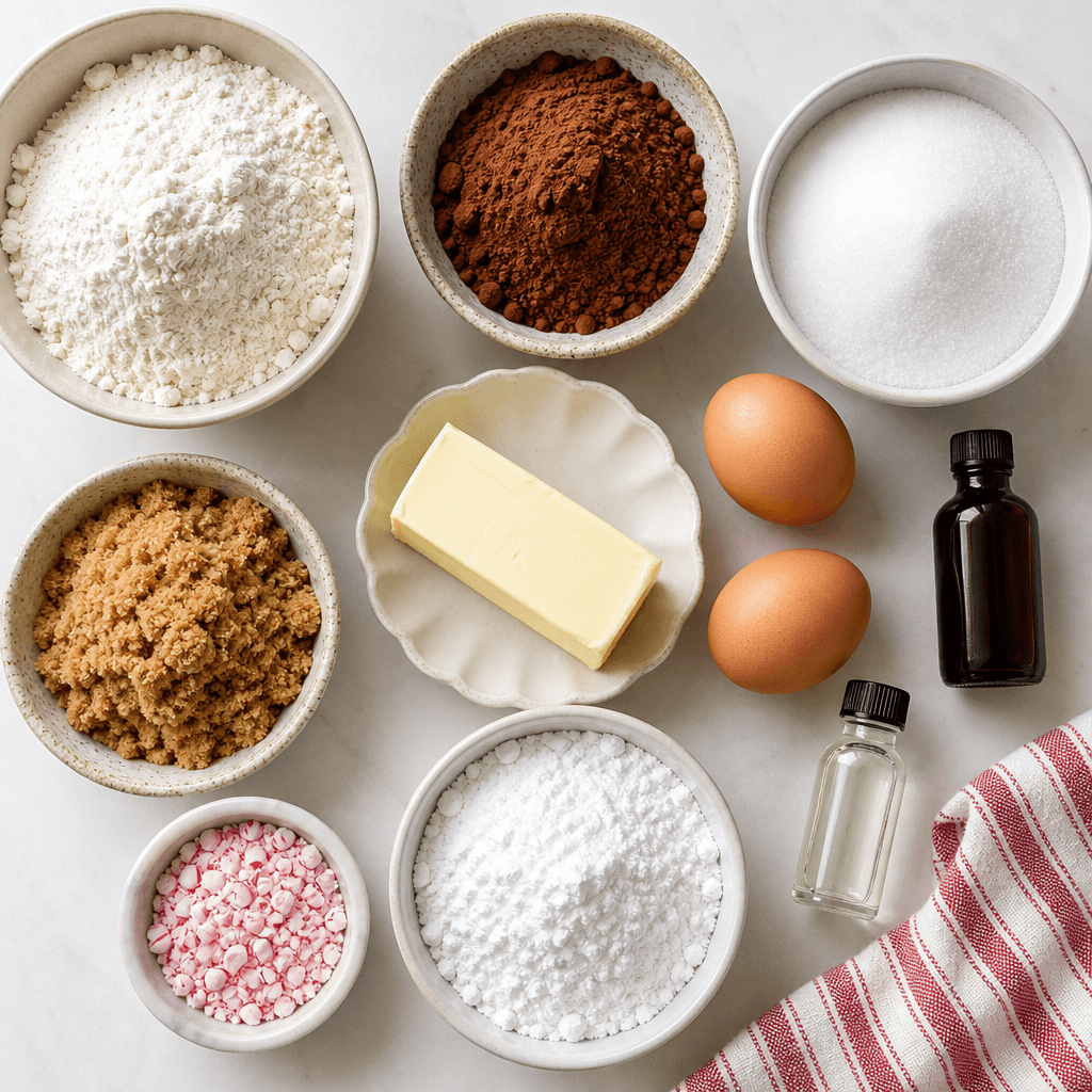 Chocolate Peppermint Crinkle Cookies ingredients