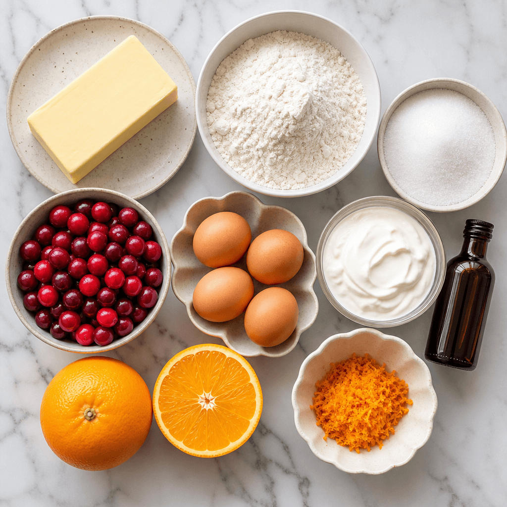 Cranberry Orange Pound Cake Recipe ingredients