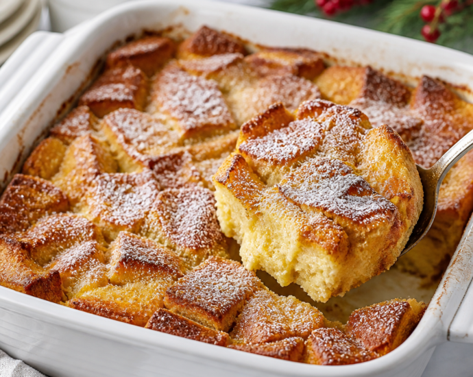 Cozy Eggnog Bread Pudding Breakfast Bake Recipe