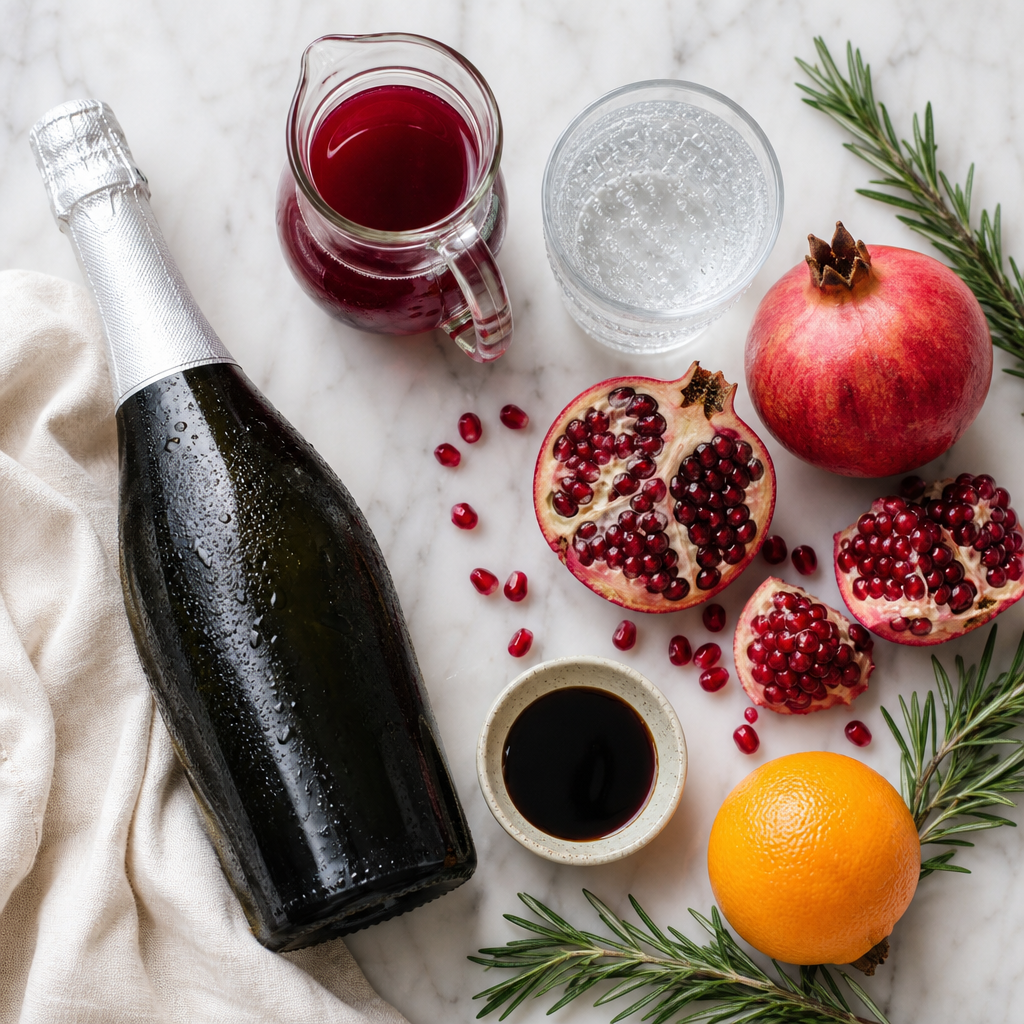 Pomegranate Spritz: Sparkling Christmas Cocktail Recipe ingredients