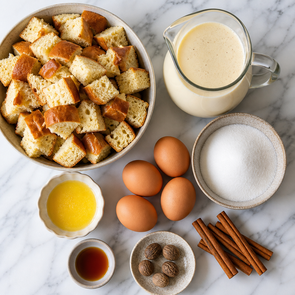 Eggnog Bread Pudding Breakfast Bake Recipe ingredients