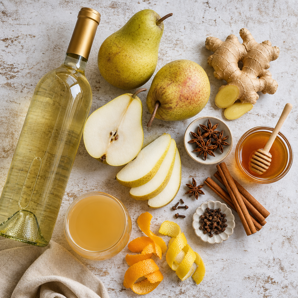 Pear Sangria Recipe: Spiced Ginger Fall Cocktail ingredients