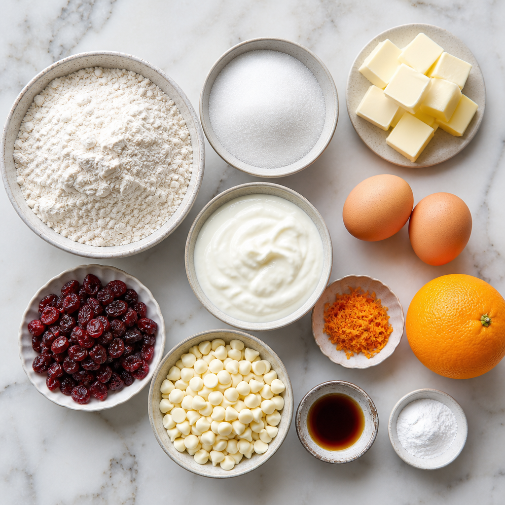 White Chocolate Cranberry Bread ingredients