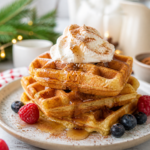 Holiday Eggnog Waffles with Warm Nutmeg Syrup Recipe