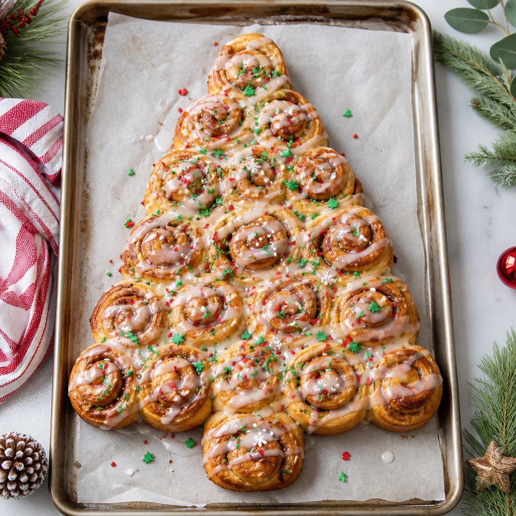 Cinnamon Roll Christmas Tree Pull Apart Recipe for Holiday Treats