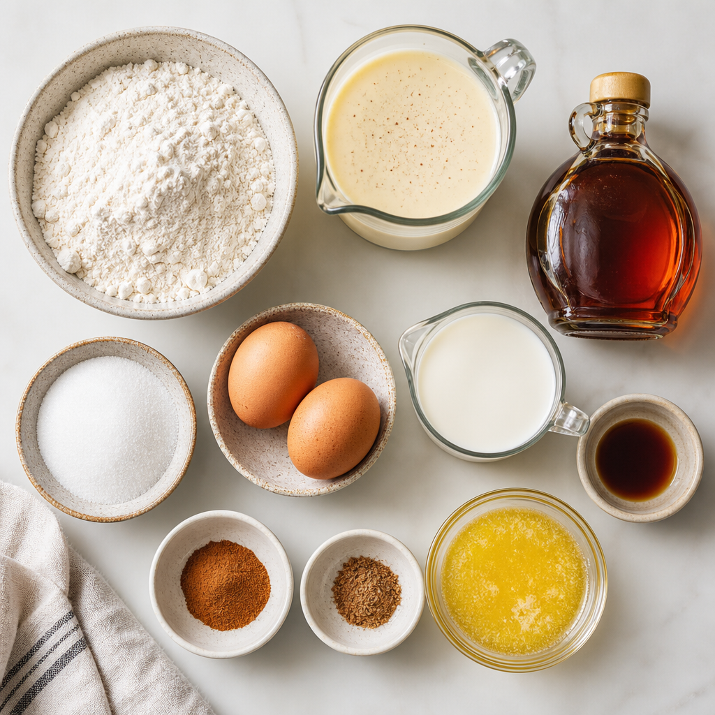 Eggnog Waffles with Warm Nutmeg Syrup ingredients