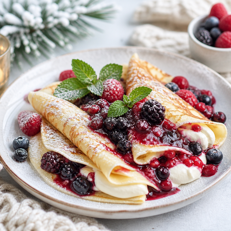 Mascarpone Crepes with Winter Berries