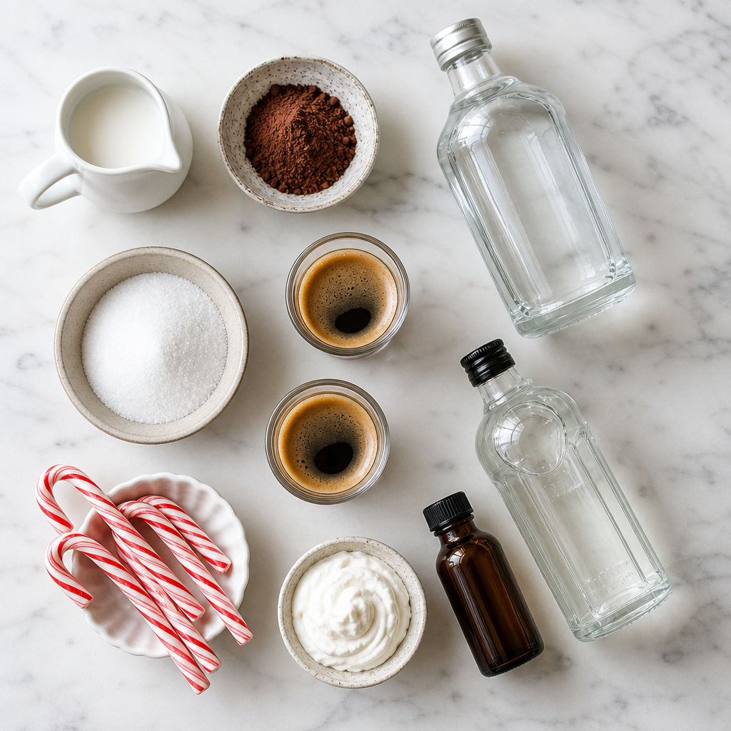 Hot Cocoa Peppermint Espresso Martini Recipe for Cozy Nights ingredients
