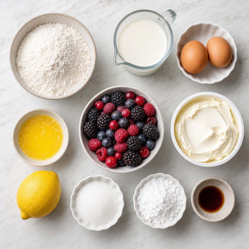 Mascarpone Crepes with Winter Berries ingredients