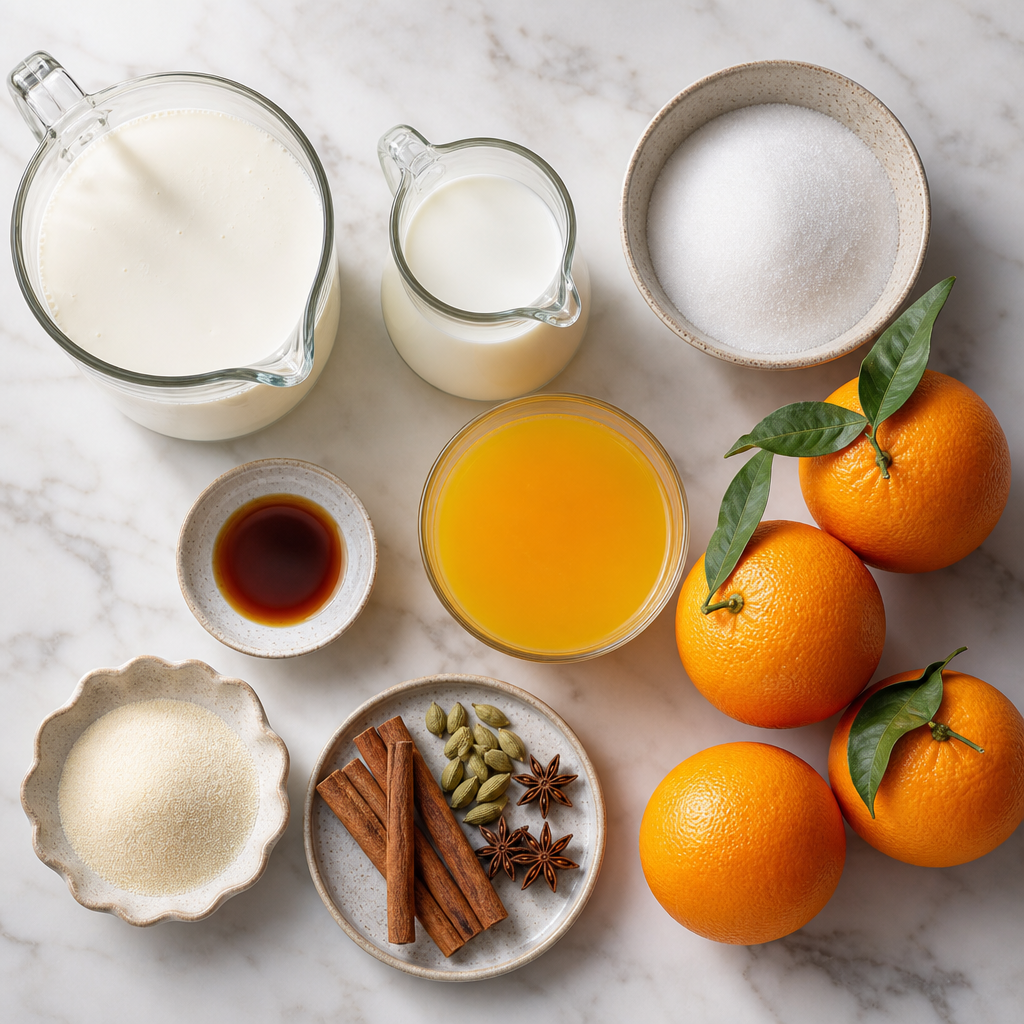 Creamy Orange Panna Cotta ingredients