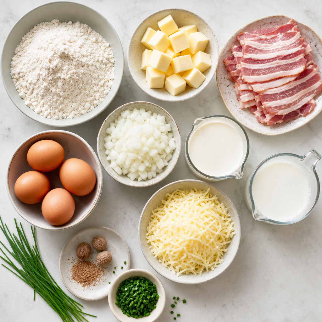 Quiche Lorraine with Crispy Bacon ingredients
