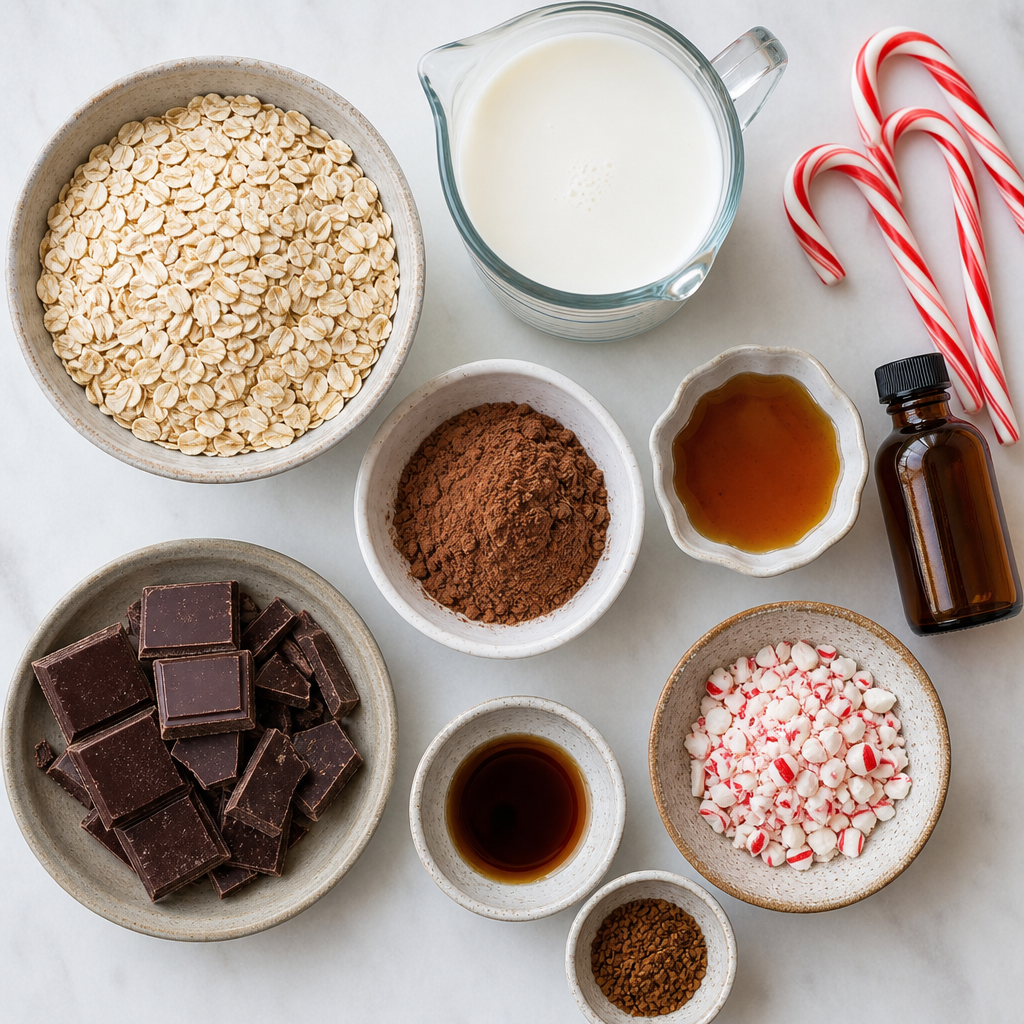 Peppermint Mocha Overnight Oats ingredients