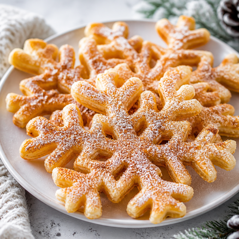 Cinnamon Sugar Puff Pastry Snowflakes