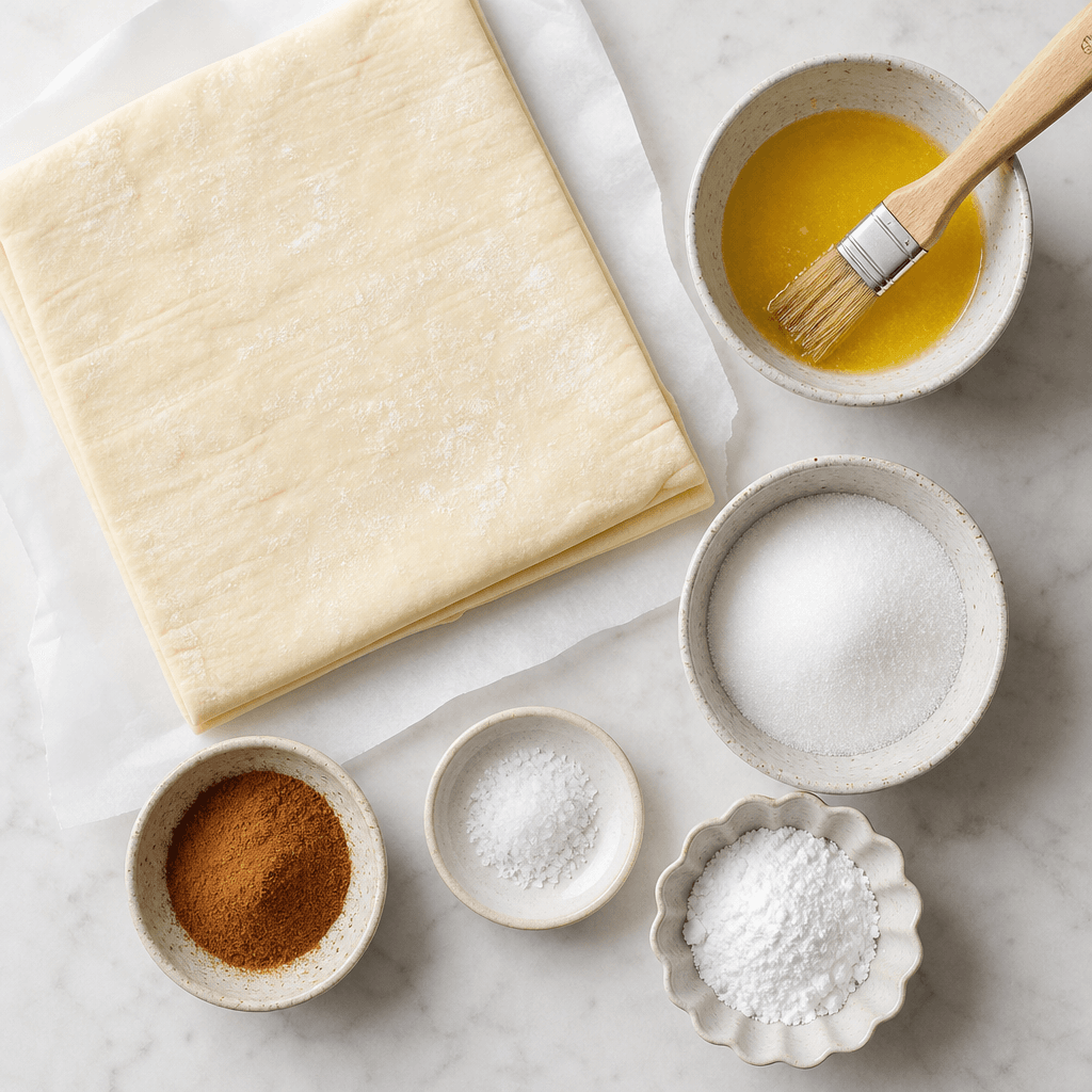 Cinnamon Sugar Puff Pastry Snowflakes ingredients
