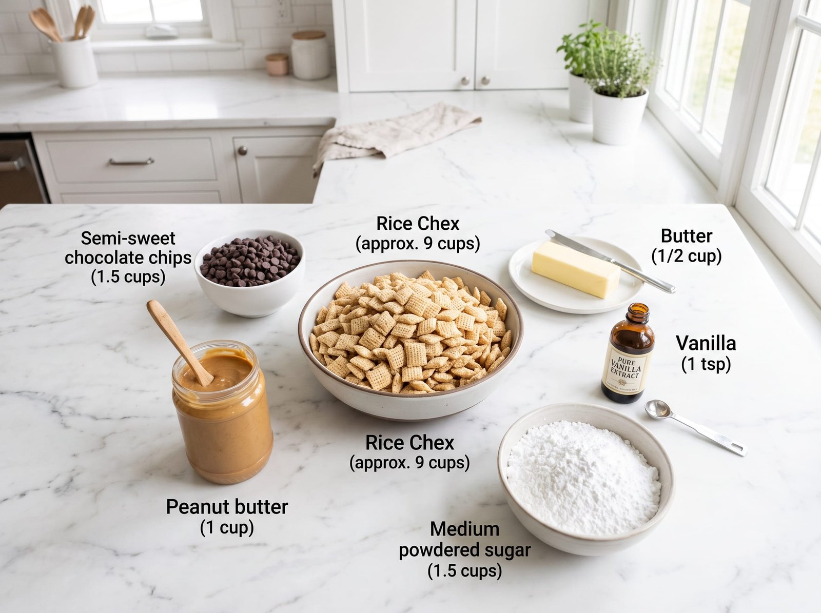 Classic Puppy Chow (Muddy Buddies) - The Ultimate Sweet Snack ingredients