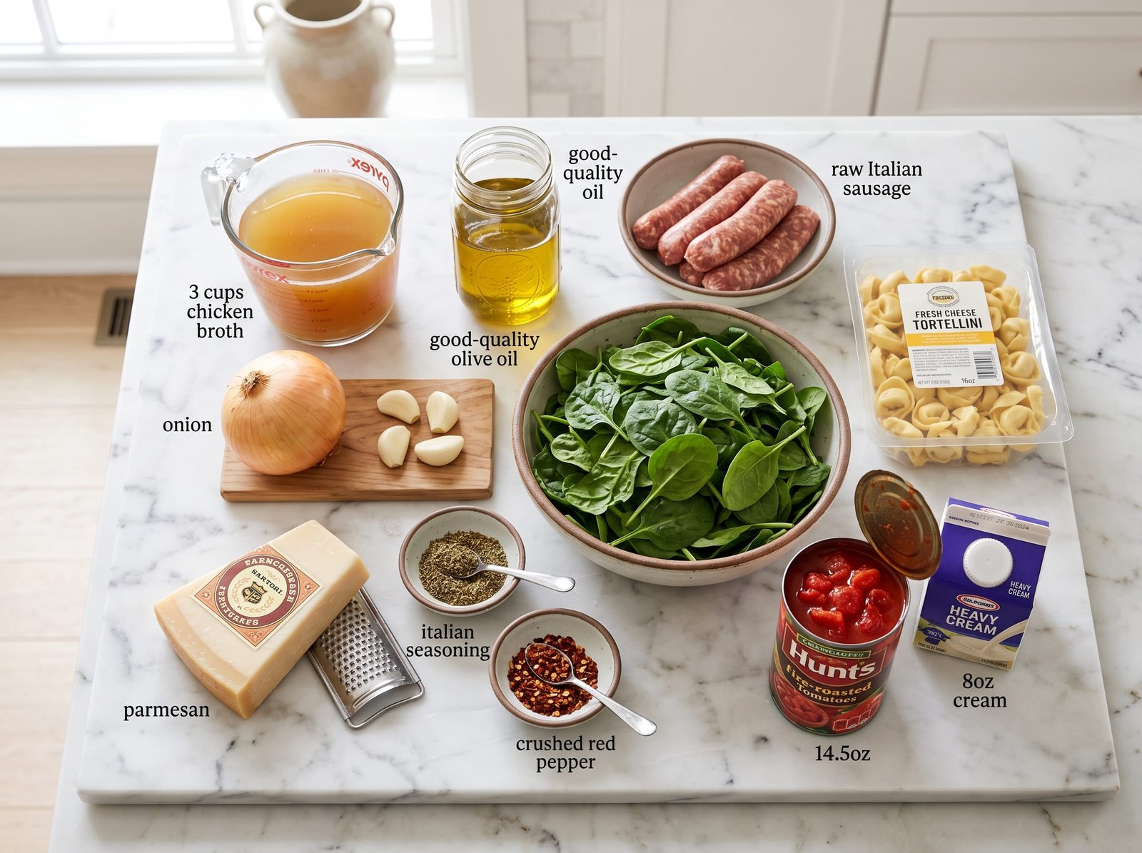 Creamy Sausage Tortellini Soup - Comfort in a Bowl ingredients