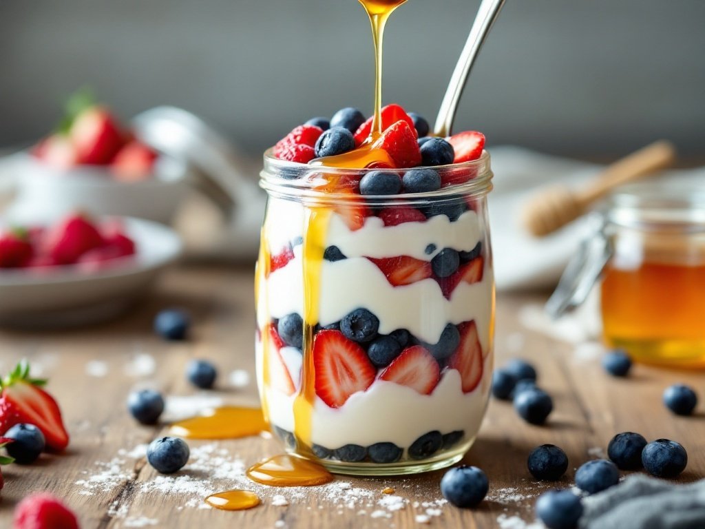 Greek Yogurt Parfait with Berries and Honey