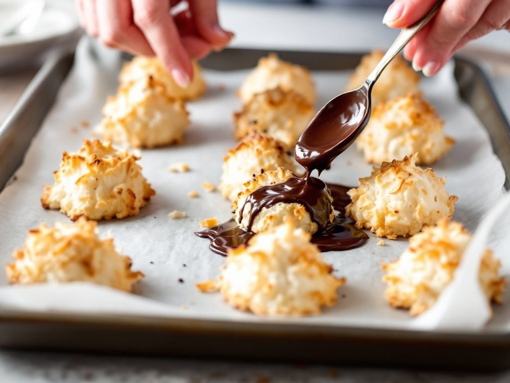 Coconut Macaroons with Dark Chocolate Drizzle