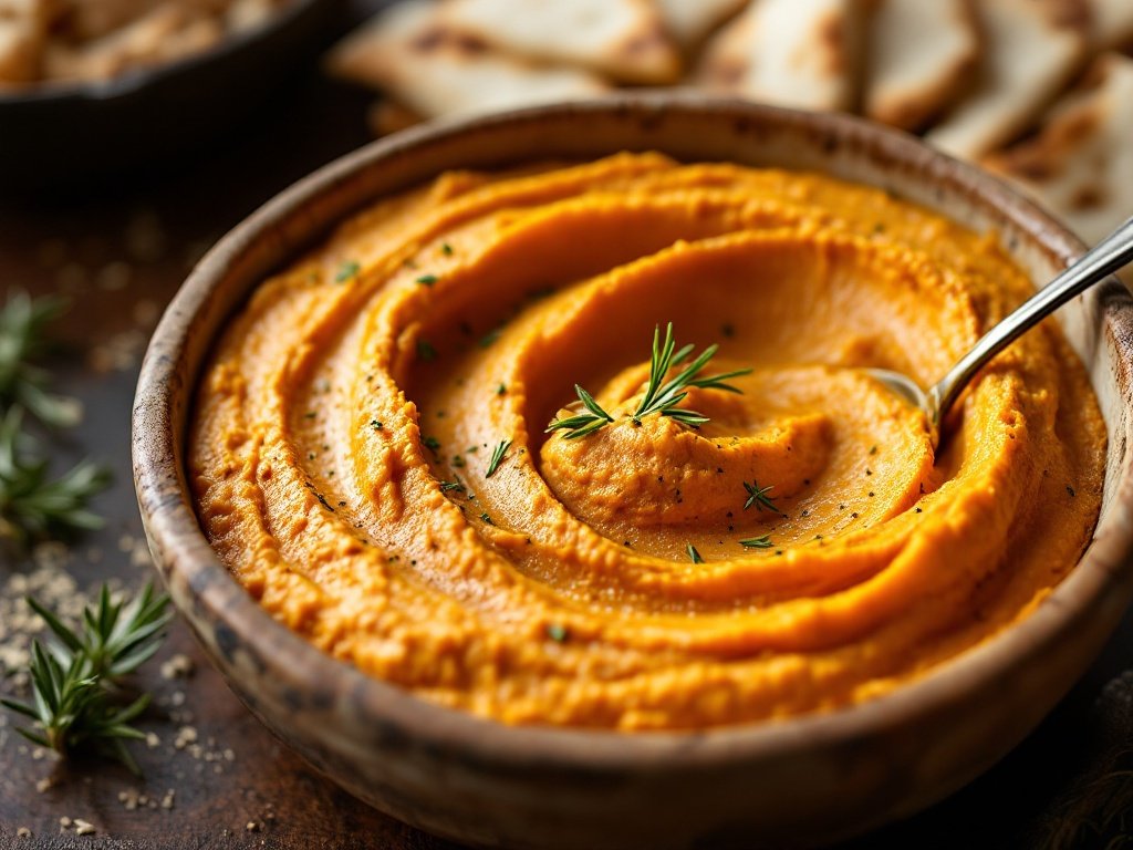 Pumpkin Hummus with Pita Chips