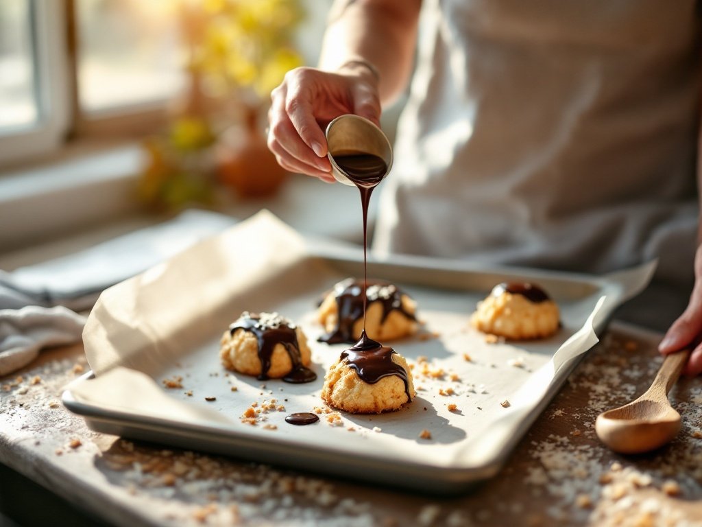 Coconut Macaroons Drizzled with Dark Chocolate