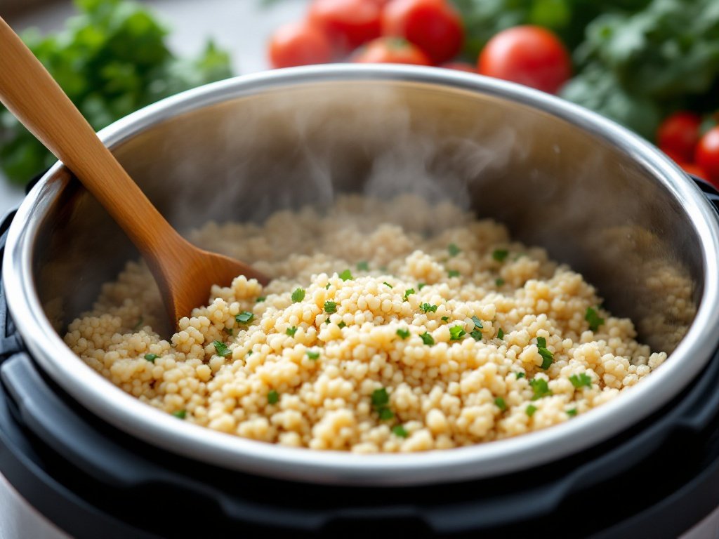 Fluffy cooked quinoa in a bowl