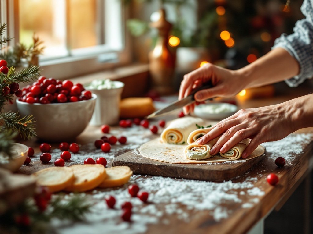Holiday Pinwheels with Cranberry and Cream Cheese