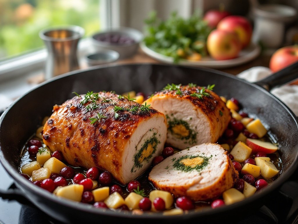 Stuffed Pork Loin with Cranberries and Apples