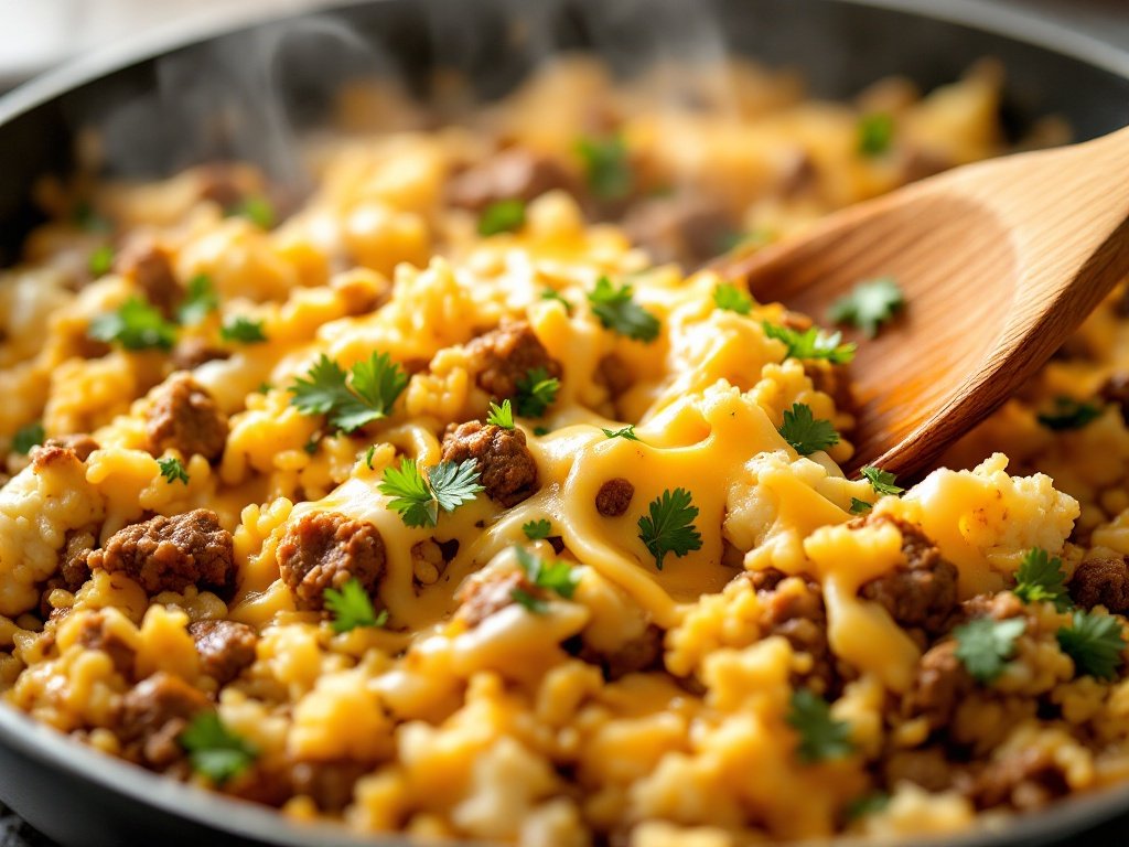Cheesy Cauliflower Rice with Ground Beef