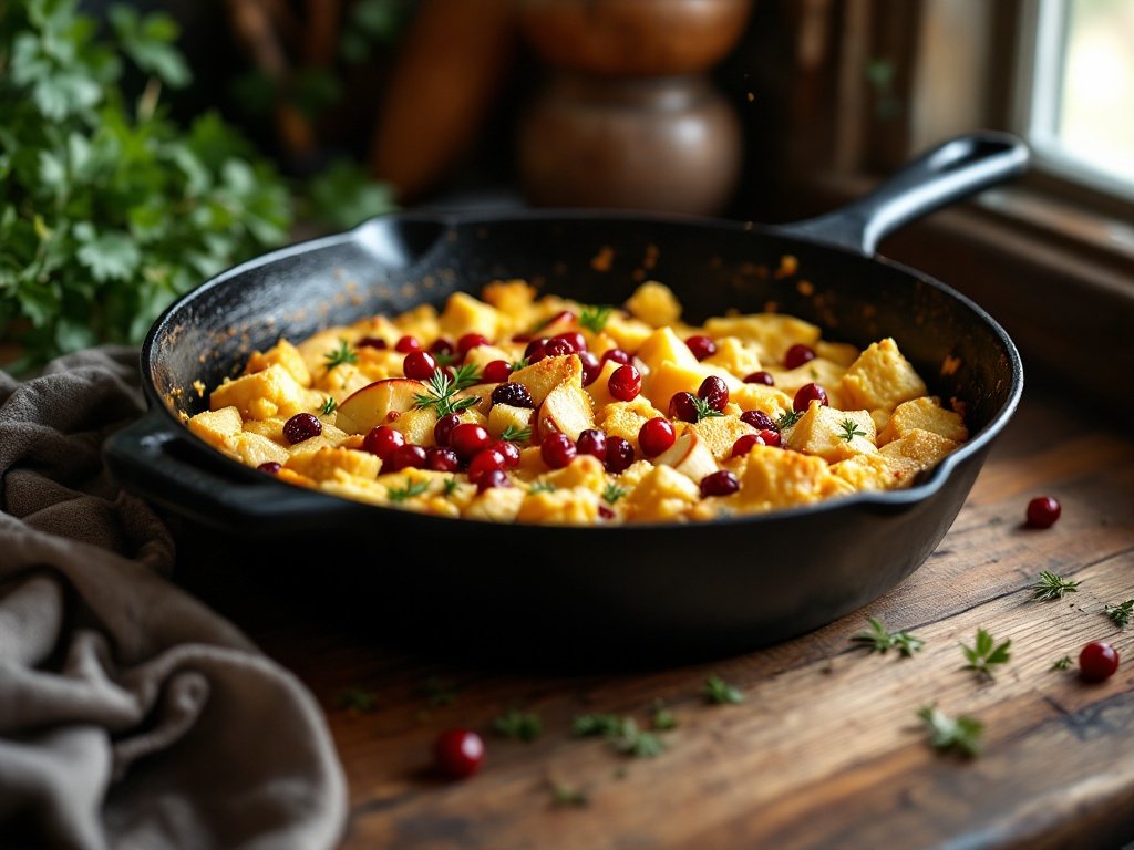 Cornbread Stuffing with Apples and Cranberries