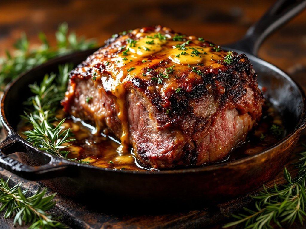 Roast Prime Rib with Garlic Herb Butter