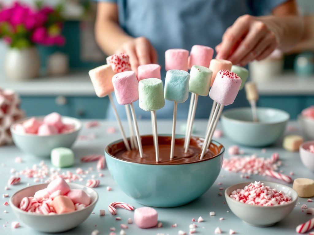 Candy Cane Marshmallow Pops